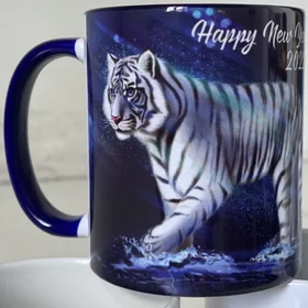 Прикольные кружки: белый тигр Happy New Year 2022